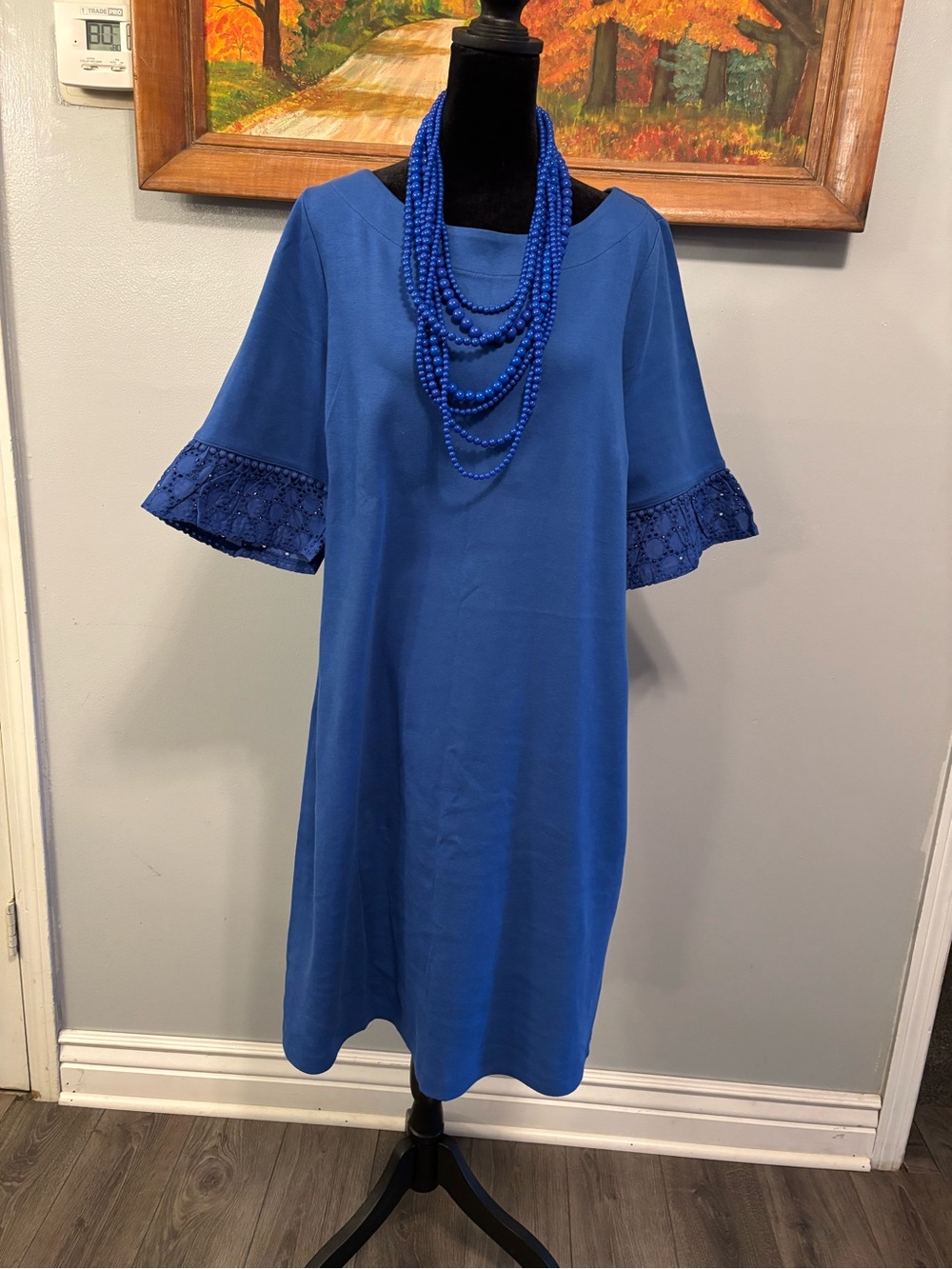 Talbots Royal Blue Shift Dress with Subtle Scoop Neck NWOT Sz L